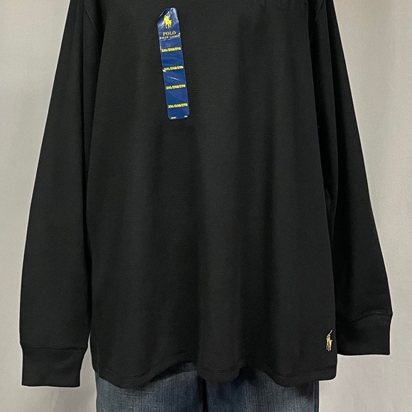 Polo Ralph Lauren New XXL Black Puffy Letter Thermal Longsleeved Tan Man Shirt - Picture 5 of 9